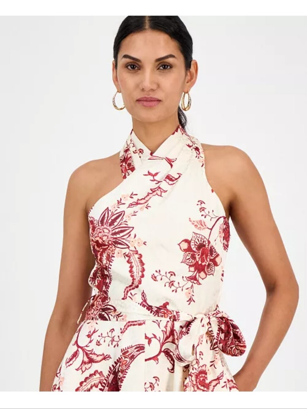 Rachel Rachel Roy NWT $169 Beige Burgundy Paisley Halter Maxi Dress Size 12 Boho - Picture 3 of 12